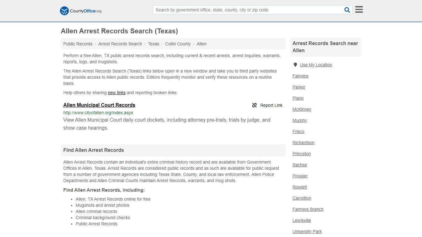 Arrest Records Search - Allen, TX (Arrests & Mugshots) - County Office