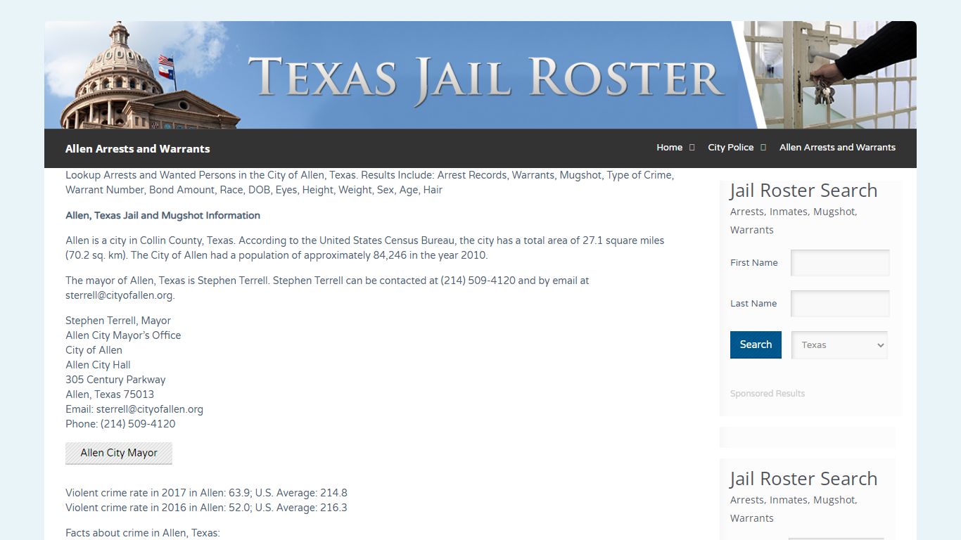 Allen Arrests and Warrants | Jail Roster Search